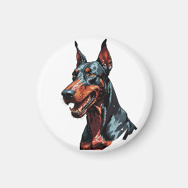 Imã Retrato Feroz de Doberman Presente de Cachorro Agr