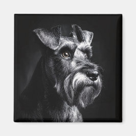 Imã Retrato Monocromático de Schnauzer