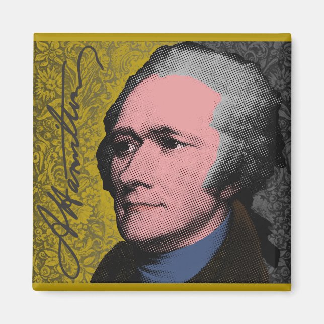 Imã Retrato Pop Art de Alexander Hamilton (Frente)
