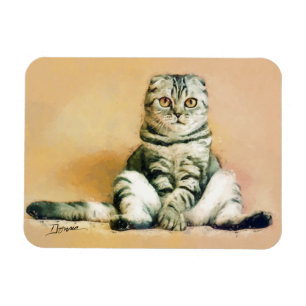 Ímã Retrato Sentado de Gato de Dobra Escocês