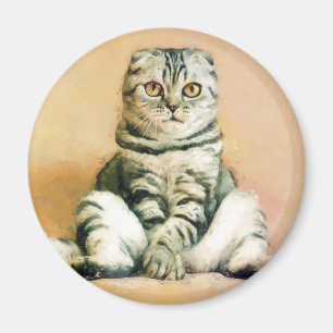 Imã Retrato Sentado de Gato de Dobra Escocês