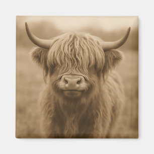 Imã Retrato Sepia de Vaca das Terras Altas