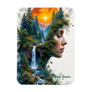 Ímã Retrato Surreal da Natureza Mulher Pôr do Sol Cach