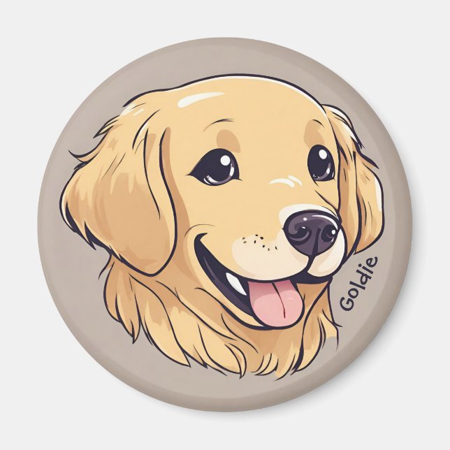 Imã Retriever de Ouro de Cubo Personalizado (Frente)