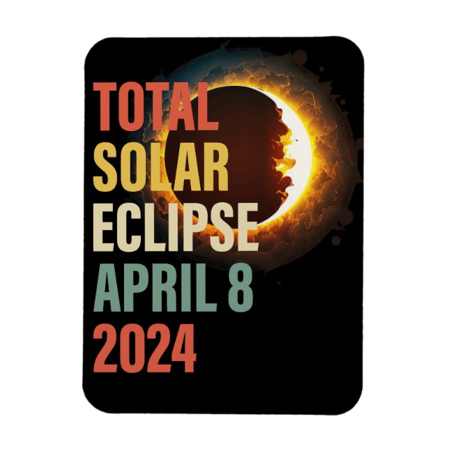 Ímã Retro 2024 Eclipse Solar Total abril 8 (Vertical)
