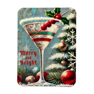 Ímã Retro 50 Cranberry Snowflake de Natal Martini