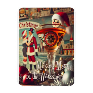 Ímã Retro 50s Cocktail Making Merry Christmas Workshop