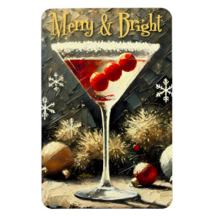 Ímã Retro 50s Cranberry Triplo Martini de Natal