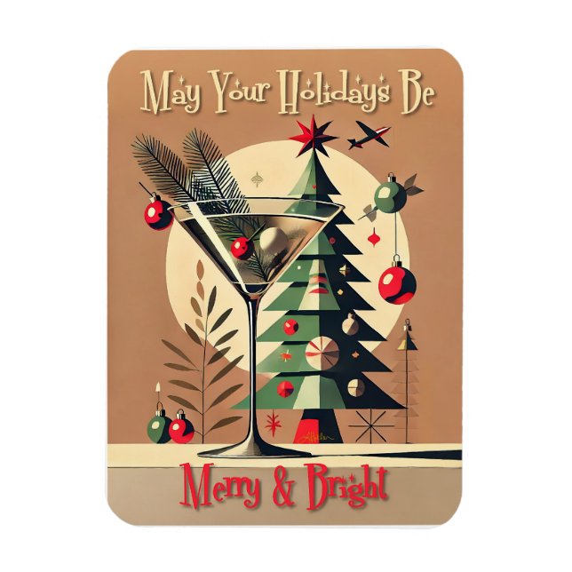 Ímã Retro 50s Jet Set Christmas Tree Martini (Vertical)