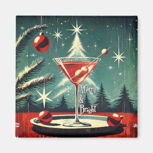 Imã Retro 50s Nevasca de Natal Martini da Árvore de Na