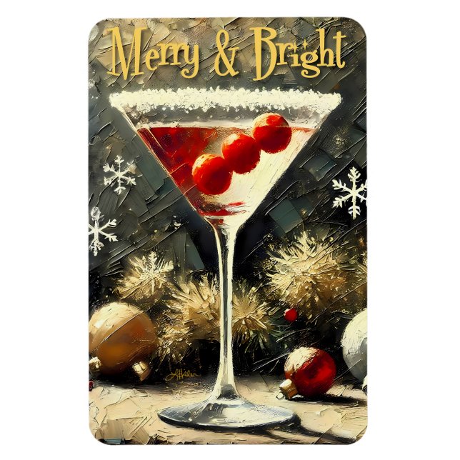 Ímã Retro 50s Triple Cranberry Christmas Martini (Vertical)