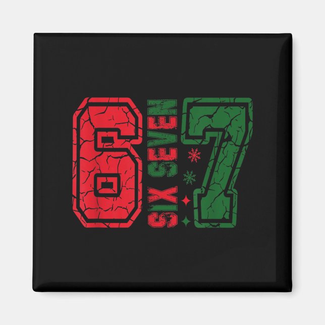 Imã Retro 67 Divertido Seis Sete Meme 6 7 Número Natal (Frente)