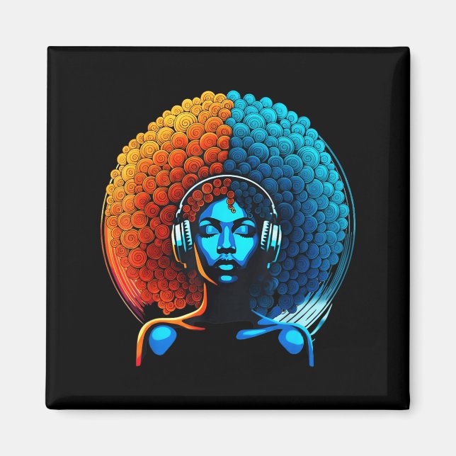 Imã Retro 80s Funk Afro Girl Disco Soul African Americ (Frente)