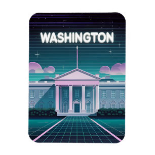 Ímã Retro 80s LoFi Synthwave White House Washington DC