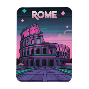 Ímã Retro 80s Neon Synthwave Colosseum Roma