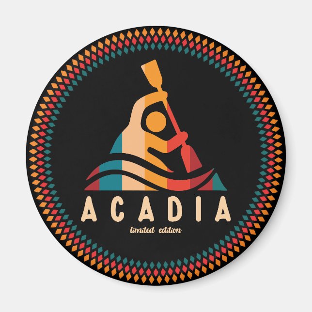 Imã Retro Acadia Kayaking (Frente)