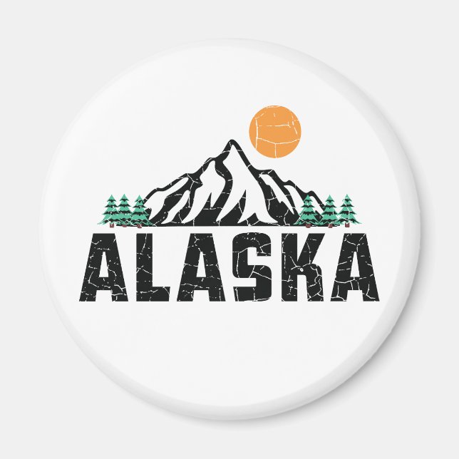 Imã Retro Alaska Mountain Sunset (Frente)