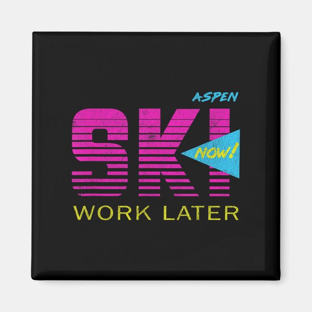 Imã Retro Aspen 80s Colorado Skiing Tee (Frente)