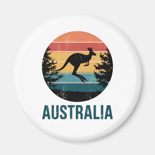 Imã Retro australiano Sunset Animal pulando canguru (Frente)