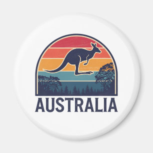 Imã Retro australiano Sunset Animal pulando canguru
