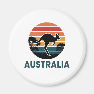 Imã Retro australiano Sunset Animal pulando canguru