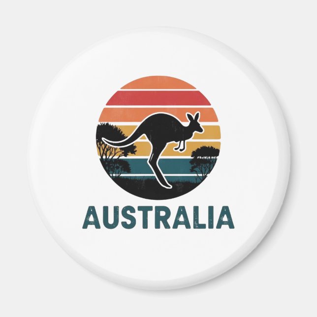 Imã Retro australiano Sunset Animal pulando canguru (Frente)