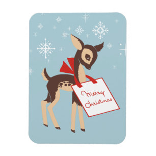 Ímã Retro Baby Reindeer Magneta flexível do Natal