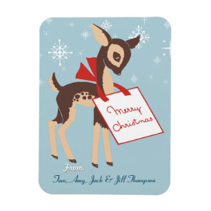 Ímã Retro Baby Reindeer Natal Personalizado Flexível