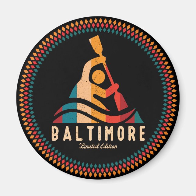 Imã Retro Baltimore Kayaking (Frente)
