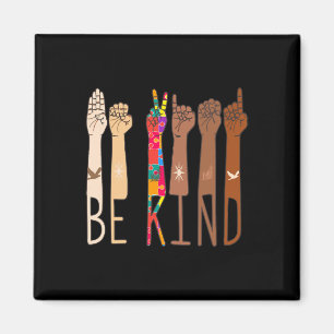 Imã Retro Be Kind Sinal Language ASL Quebra-cabeça Aut