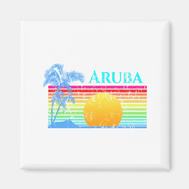 Imã Retro Beach Aruba Sunset (Frente)