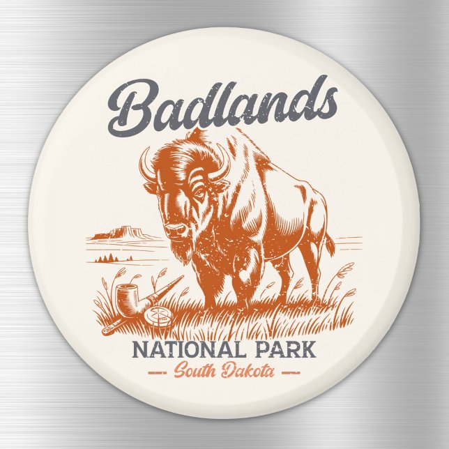 Imã Retro Bison – Badlands National Park  (Criador carregado)