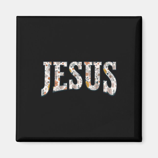 Imã Retro Boho Flor Silvestre Jesus Deus Fé Religiosa  (Frente)