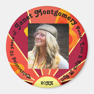 Imã Retro Boomer Hippy Sunrise Foto Aniversário