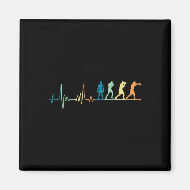 Imã Retro Boxing Heartbeat - Amante de Boxe Boxeador K (Frente)