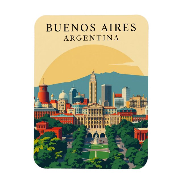 Ímã Retro Buenos Aires Argentina Viagem Souvenir (Vertical)