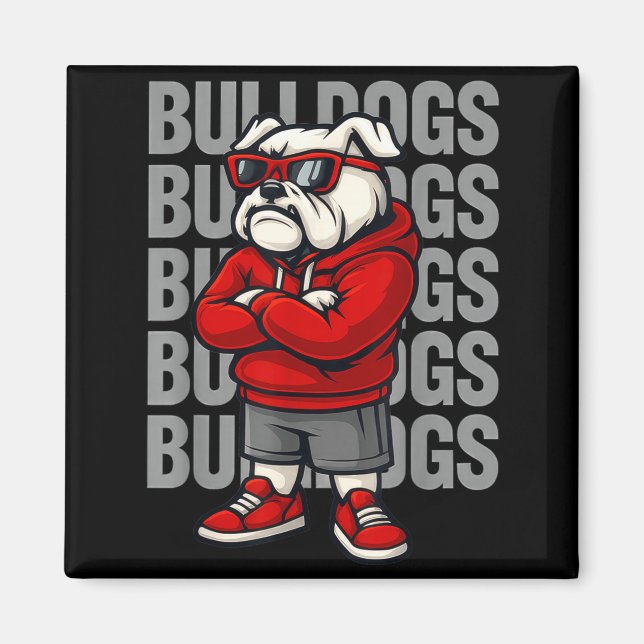Imã Retro Bulldogs Gift For Men Women Boys Girls Kids  (Frente)