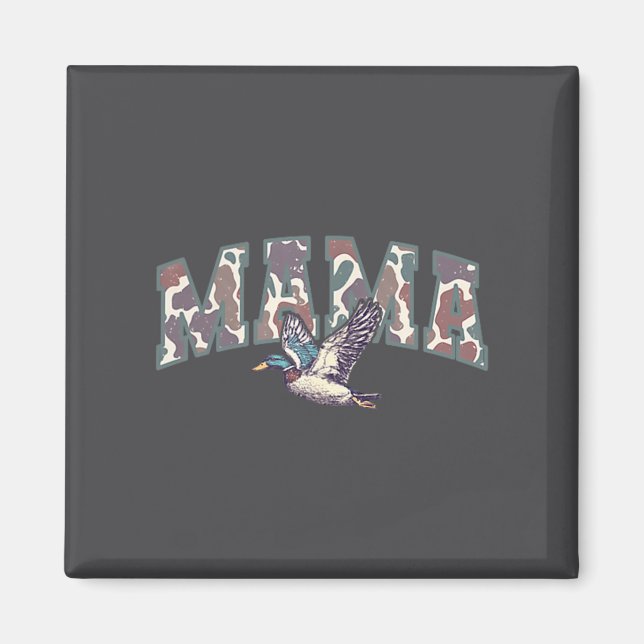 Imã Retro Camo Duck Hunting Mama 1st Birthday Family M (Frente)