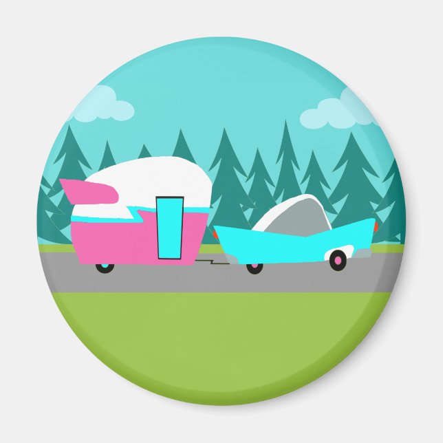 Imã Retro Camper / Reboque e ímã do carro (Frente)