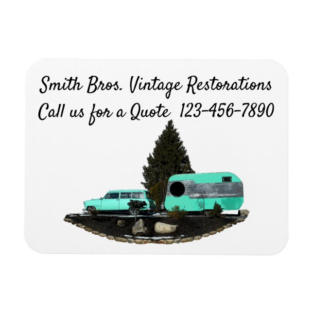 Ímã Retro Camping Car Trailer Fotografia Flexível (Horizontal)