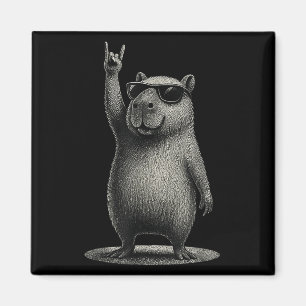 Imã Retro Capybara Rock Music Gift Men Crianças Mulher