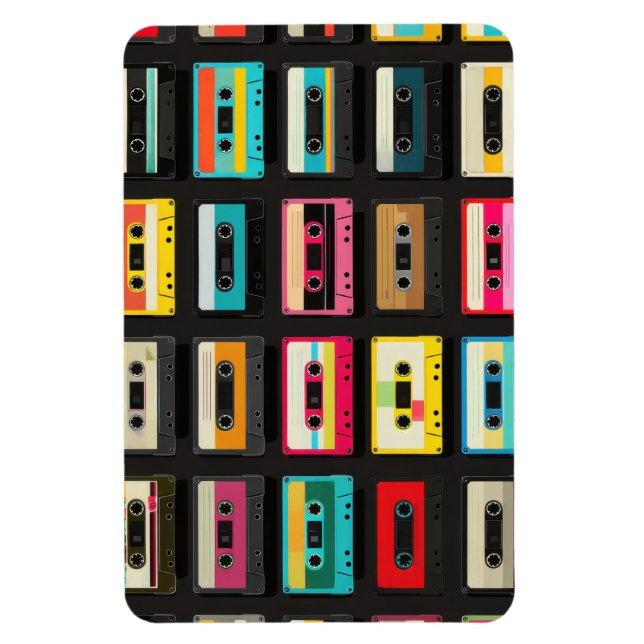 Ímã Retro Cassette Tape Pattern – Vintage Music  (Vertical)