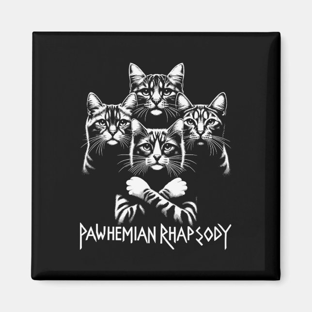 Imã Retro Cat Rock Music Concert Bandas Homens Criança (Frente)