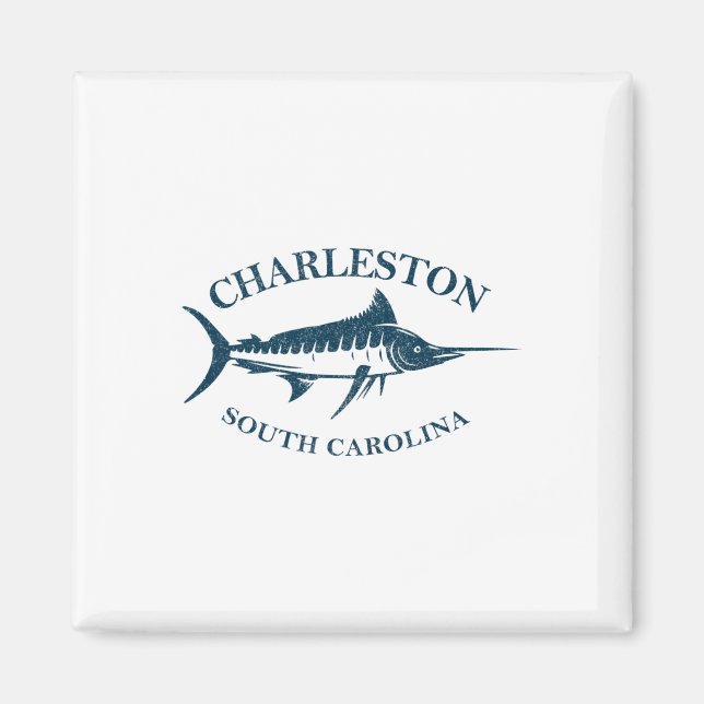 Imã Retro Charleston South Carolina Vintage Fish Bo (Frente)