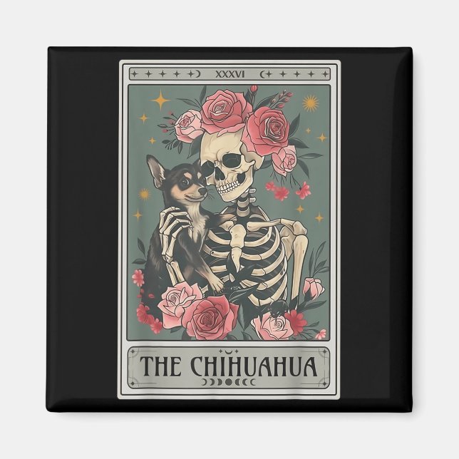 Imã Retro Chihuahua Dog Lover The Moon Halloween , Wom (Frente)