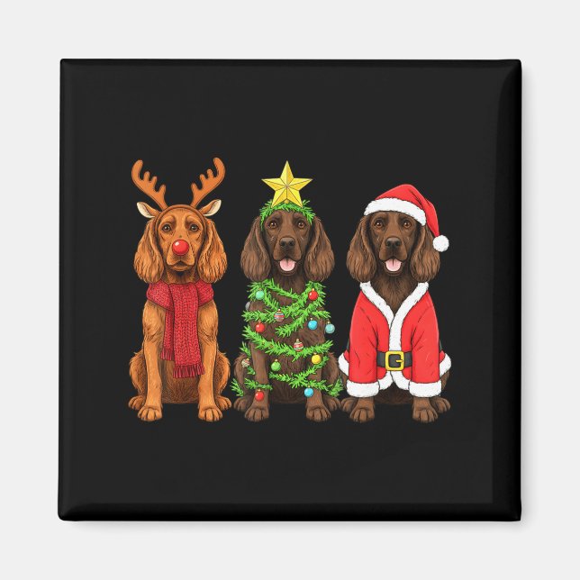 Imã Retro Christmas Boykin Spaniel Santa Reindeer Dog  (Frente)