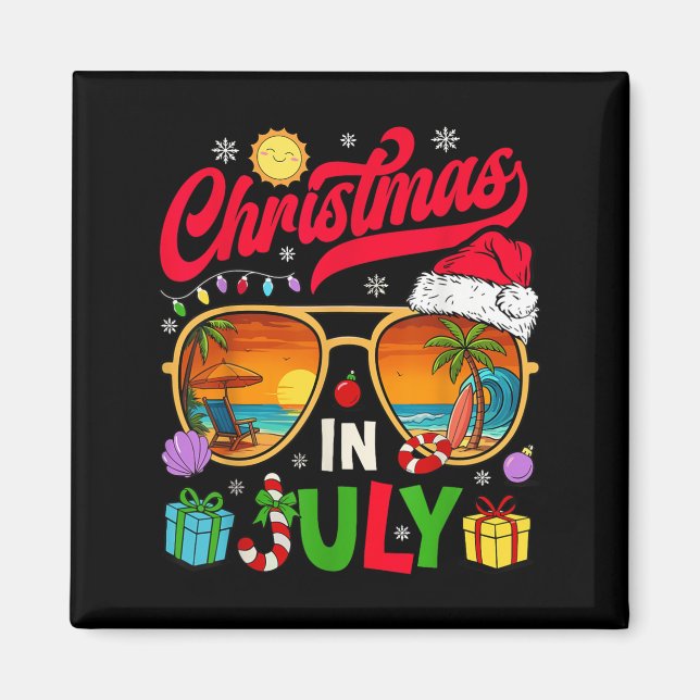 Imã Retro Christmas In July Sungles Beach Summer Hawai (Frente)
