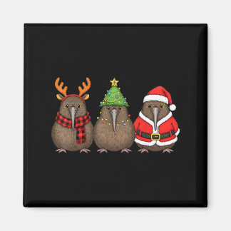 Imã Retro Christmas Kiwi Bird Santa Reindeer
