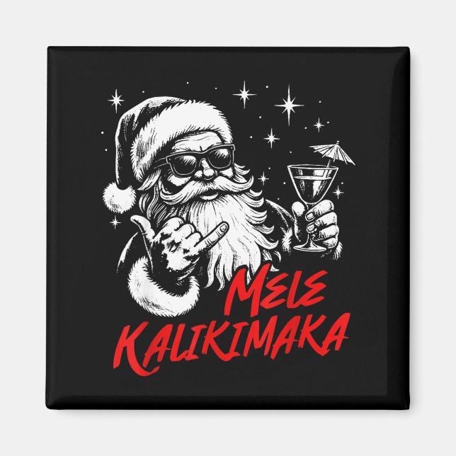 Imã Retro Christmas Mele Kalikimaka Santa Shaka Hawaii (Frente)