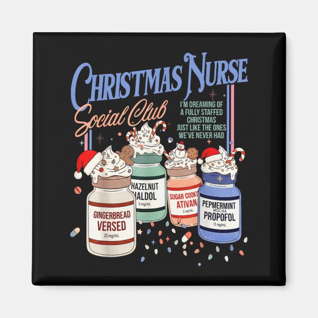 Imã Retro Christmas Nurse Social Icu Nurse Profol Xmas (Frente)